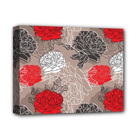 Flower Rose Red Black White Deluxe Canvas 14  X 11  by Mariart