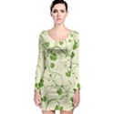 Flower Green Shamrock Long Sleeve Bodycon Dress View1