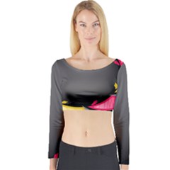 Hole Circle Line Red Yellow Black Gray Long Sleeve Crop Top by Mariart