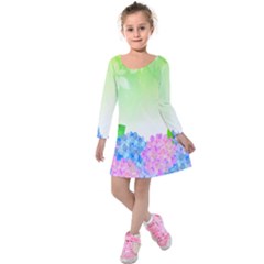 Fruit Flower Leaf Kids  Long Sleeve Velvet Dress by Mariart