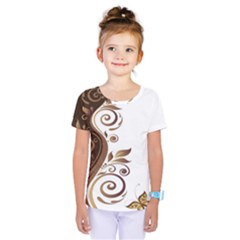 Leaf Brown Butterfly Kids  One Piece Tee