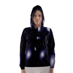 Galaxy Planet Space Star Light Polka Night Hooded Wind Breaker (Women)