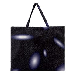 Galaxy Planet Space Star Light Polka Night Zipper Large Tote Bag