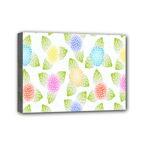 Fruit Grapes Purple Yellow Blue Pink Rainbow Leaf Green Mini Canvas 7  X 5 