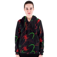 Paint Black Red Green Women s Zipper Hoodie