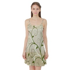 Leaf Sexy Green Gray Satin Night Slip by Mariart