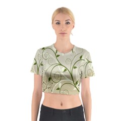 Leaf Sexy Green Gray Cotton Crop Top by Mariart