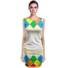 Plaid Wave Chevron Rainbow Color Sleeveless Velvet Midi Dress by Mariart