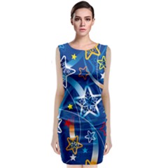 Line Star Space Blue Sky Light Rainbow Red Orange White Yellow Sleeveless Velvet Midi Dress by Mariart