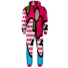 Rose Floral Circle Line Polka Dot Leaf Pink Blue Green Hooded Jumpsuit (men)  by Mariart