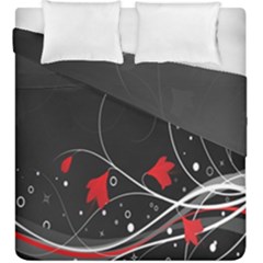Star Red Flower Floral Black Leaf Polka Circle Duvet Cover Double Side (king Size) by Mariart