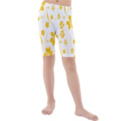 Shamrock Yellow Star Flower Floral Star Kids  Mid Length Swim Shorts by Mariart