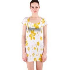 Shamrock Yellow Star Flower Floral Star Short Sleeve Bodycon Dress by Mariart