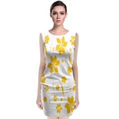 Shamrock Yellow Star Flower Floral Star Sleeveless Velvet Midi Dress