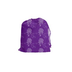 Purple Flower Rose Sunflower Drawstring Pouches (small) 
