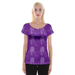 Purple Flower Rose Sunflower Women s Cap Sleeve Top by Mariart