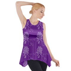 Purple Flower Rose Sunflower Side Drop Tank Tunic