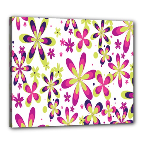 Star Flower Purple Pink Canvas 24  X 20  by Mariart