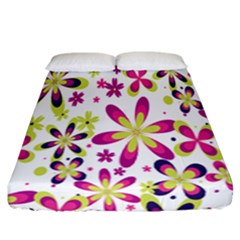 Star Flower Purple Pink Fitted Sheet (california King Size)
