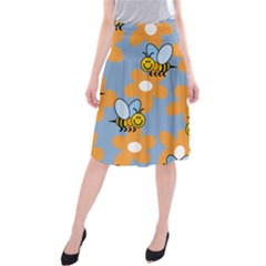 Wasp Bee Honey Flower Floral Star Orange Yellow Gray Midi Beach Skirt by Mariart
