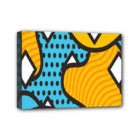 Wave Chevron Orange Blue Circle Plaid Polka Dot Mini Canvas 7  X 5 