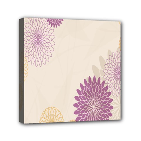 Star Sunflower Floral Grey Purple Orange Mini Canvas 6  x 6 