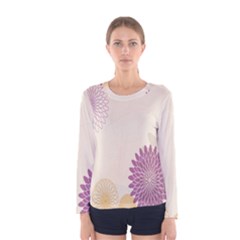 Star Sunflower Floral Grey Purple Orange Women s Long Sleeve Tee