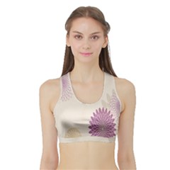 Star Sunflower Floral Grey Purple Orange Sports Bra with Border