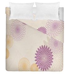 Star Sunflower Floral Grey Purple Orange Duvet Cover Double Side (queen Size) by Mariart