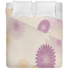 Star Sunflower Floral Grey Purple Orange Duvet Cover Double Side (california King Size) by Mariart