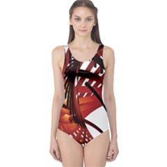 Webbing Red One Piece Swimsuit by Mariart