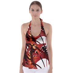 Webbing Red Babydoll Tankini Top by Mariart