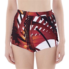 Webbing Red High-waisted Bikini Bottoms by Mariart