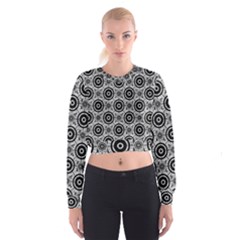 Geometric Black And White Cropped Sweatshirt