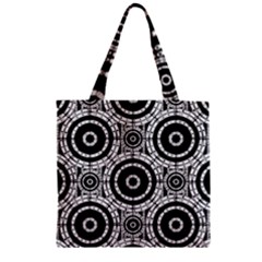 Geometric Black And White Zipper Grocery Tote Bag by linceazul