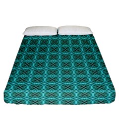 Turquoise Damask Pattern Fitted Sheet (california King Size) by linceazul