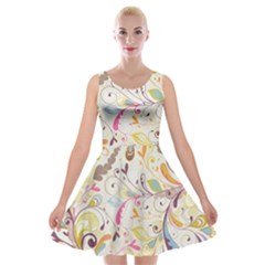 Colorful Seamless Floral Background Velvet Skater Dress by TastefulDesigns