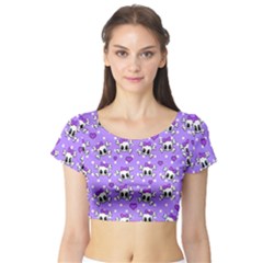 Cute skulls  Short Sleeve Crop Top (Tight Fit)