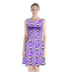 Cute skulls  Sleeveless Waist Tie Chiffon Dress