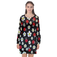 Sixties Flashback Long Sleeve Chiffon Shift Dress 