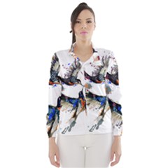  Colorful Love Birds Illustration With Splashes Of Paint Wind Breaker (women) by TastefulDesigns
