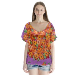 Floral Sphere Flutter Sleeve Top by dawnsiegler