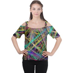 Colorful Laser Lights             Women s Cutout Shoulder Tee