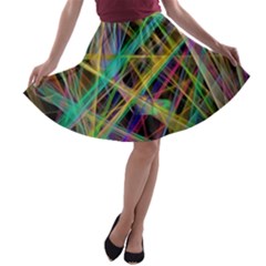 Colorful Laser Lights             A-line Skirt by LalyLauraFLM