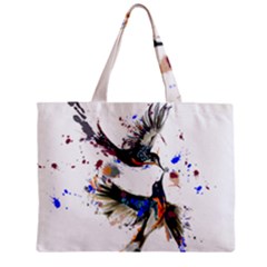 Colorful Love Birds Illustration With Splashes Of Paint Mini Tote Bag