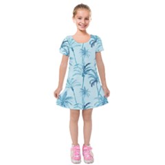 Watercolor Palms Pattern  Kids  Short Sleeve Velvet Dress by TastefulDesigns