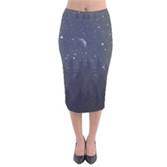 Night Full Star Velvet Midi Pencil Skirt