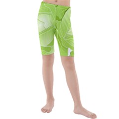 Cabbage Leaf Vegetable Green Kids  Mid Length Swim Shorts by Mariart