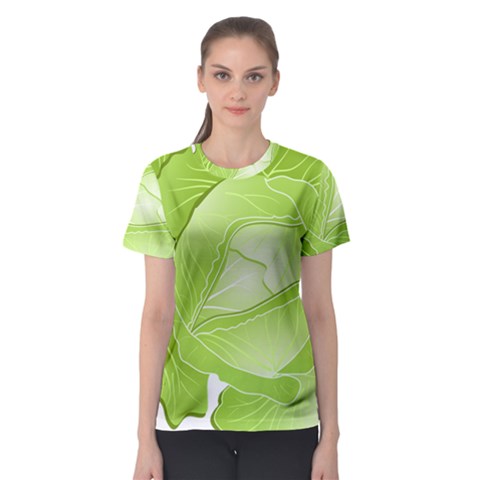 Cabbage Leaf Vegetable Green Women s Sport Mesh Tee by Mariart