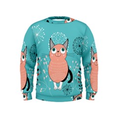 Cat Face Mask Smile Cute Leaf Flower Floral Kids  Sweatshirt